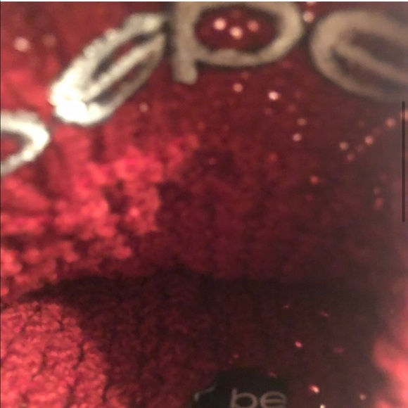 bebe Red Knit Logo Beanie With Faux Pearl Accents - Picture 4 of 6